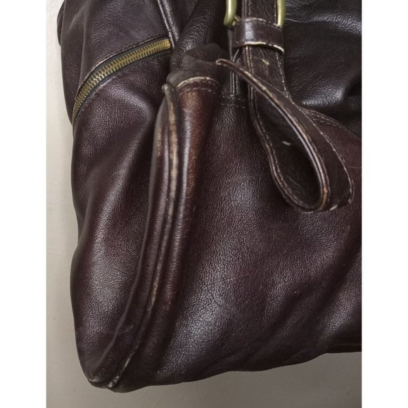 Frye Leather Medium Chocolate Brown Drawstring Closure Backpack With Bronze Acc. main image 10